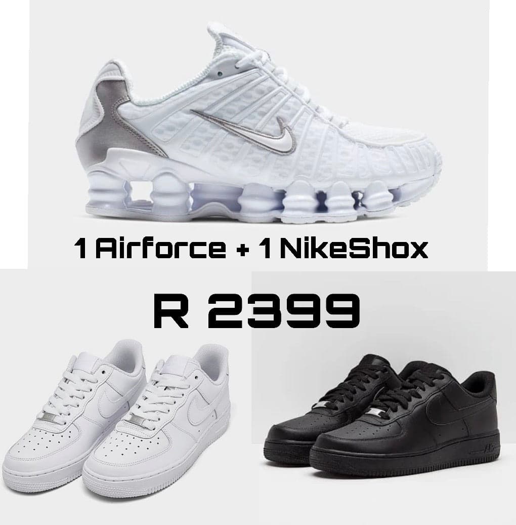 White Nike Shox + 1 Airforce